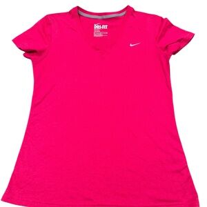 Nike Dark Pink V-Neck Dri-FIT Tee